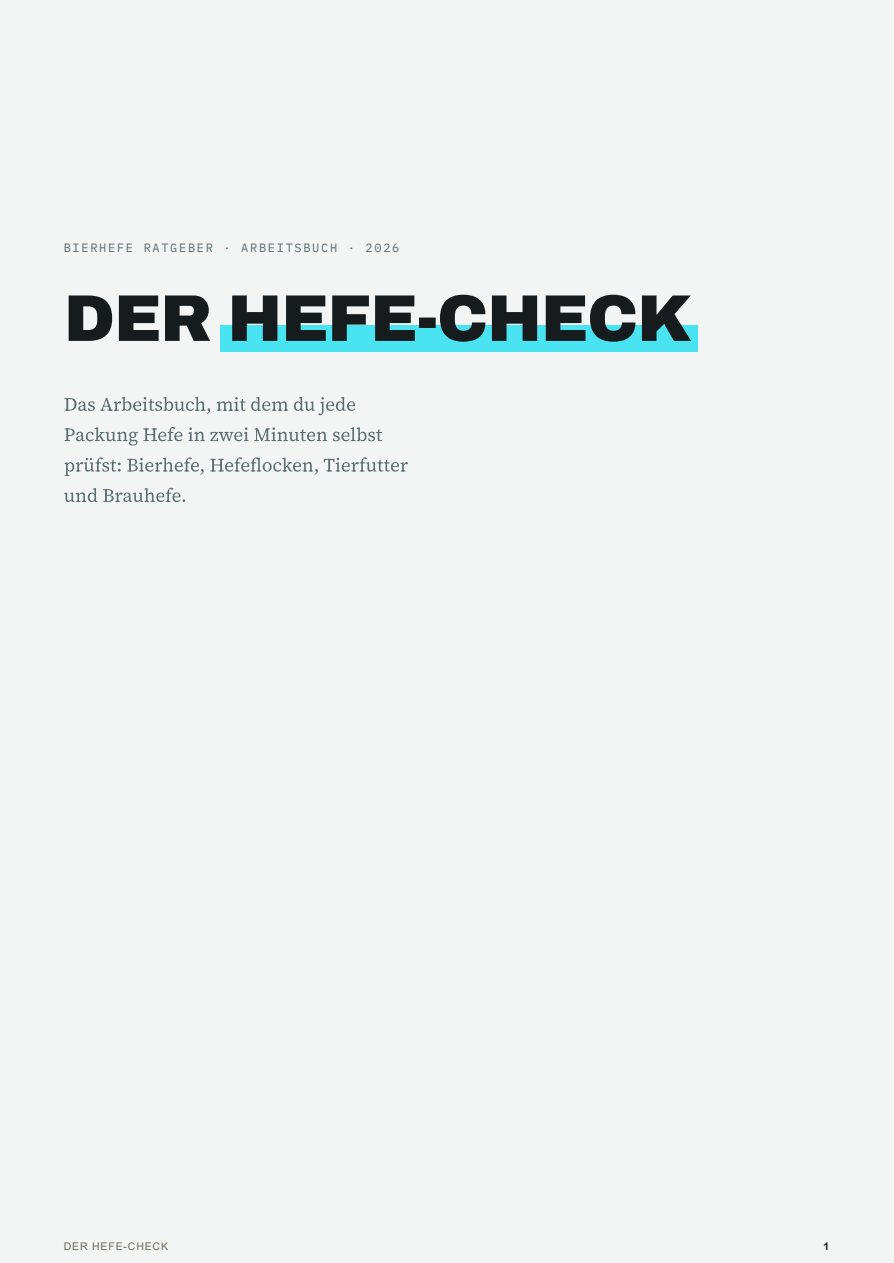 Titelseite des Arbeitsbuchs Der Hefe-Check